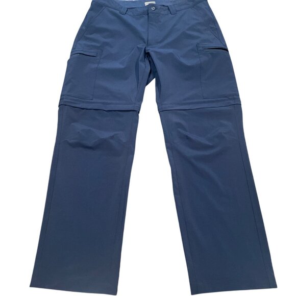 Columbia PFG Men's Sz 36x32 Navy Blue Convertible Pants Zip Off Outdoor Hiking - Picture 1 of 9